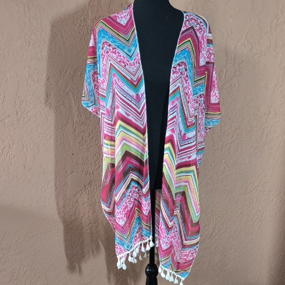 Charlotte Daniel Chevron Kimono with Tassels